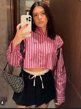 Vintage Chaps Red & White Striped Button-Up Shirt